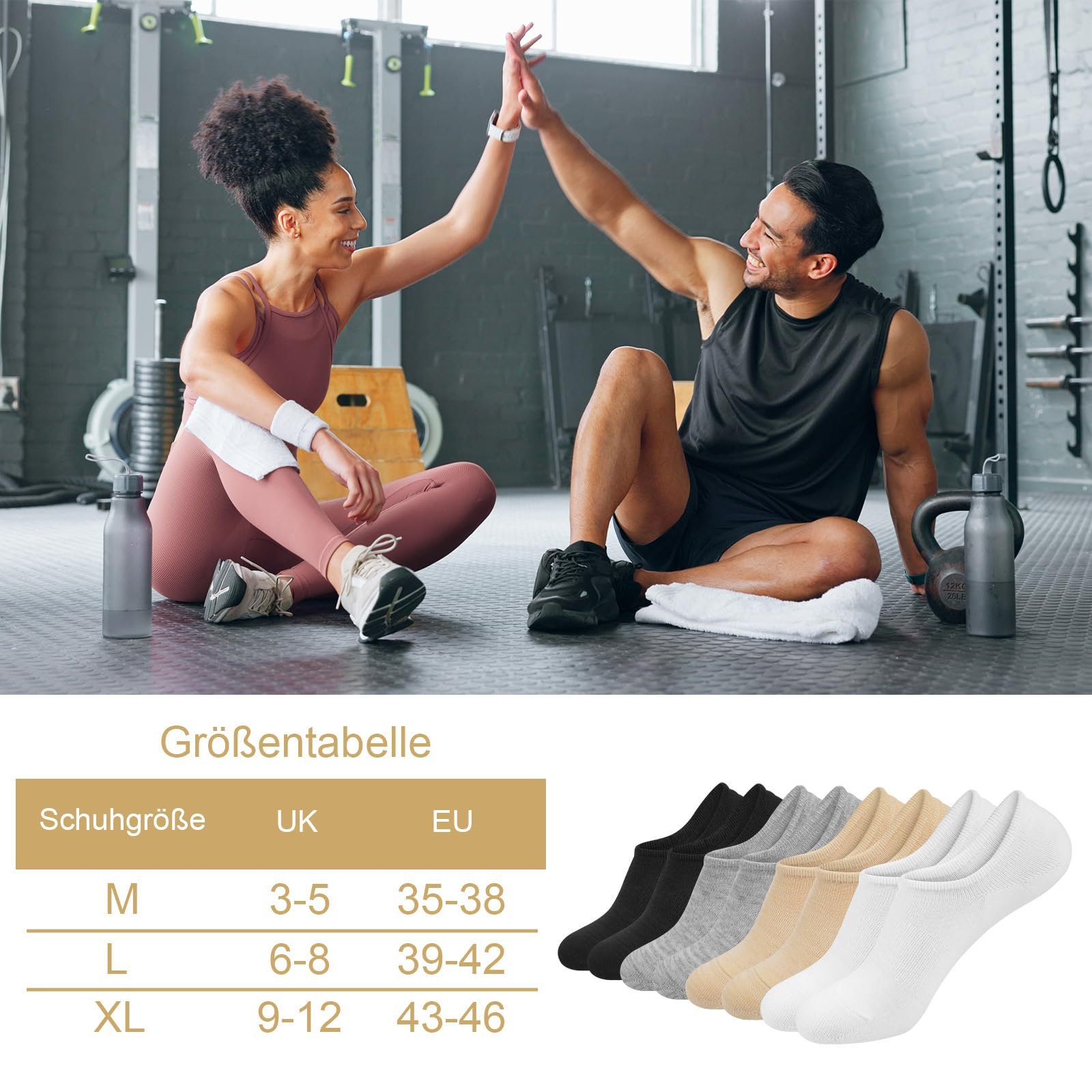 Спортивні шкарпетки Чоловічі Жіночі Бамбукові Шкарпетки-слідки 8 пар Дихаючі Спортивні Шкарпетки, фото №7