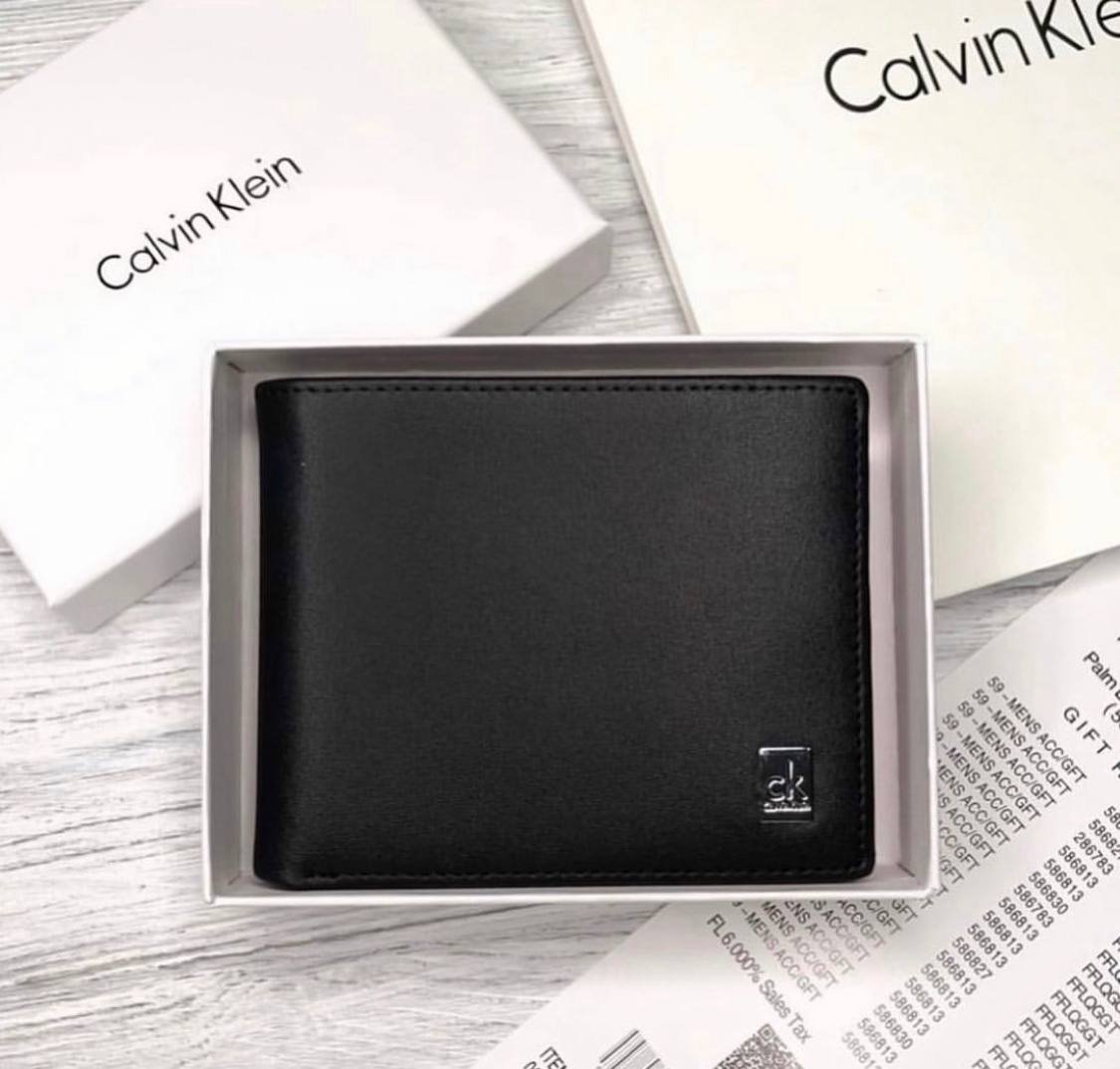 Мужской брендовый кошелек из натуральной кожи в подарочной упаковке Calvin Klein, фото №1