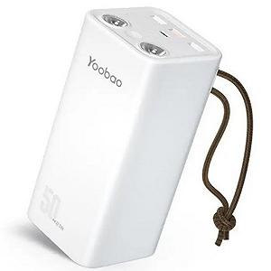 Повербанк зі швидкою зарядкою 50000 мАг 22.5W Yoobao H5, SCP PD+QC, з ліхтариком Білий - Фото 1