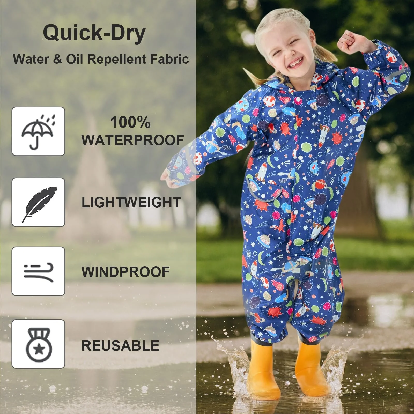 Дитячий дощовий костюм, дощовик для дівчаток та хлопчиків, суцільний дощовий одяг, фото №4 Дитячий дощовий костюм, дощовик для дівчаток та хлопчиків, суцільний дощовий одяг, фото №4