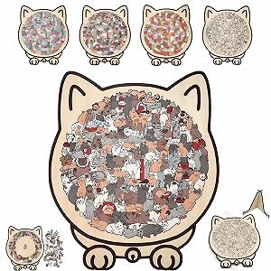 Деревянный пазл Morandi Кот 135 деталей в форме животного - Фото 1