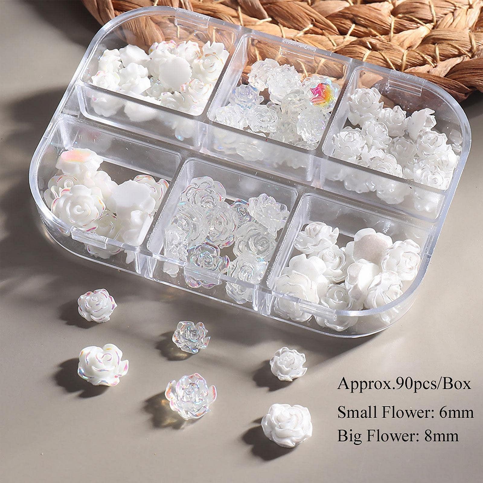 Подвеска для ногтей Цветок Yeeda Роза 5D Цветочные украшения для ногтей, 6 ячеек 3D Акриловые цветы для ногтей Стразы Роза Весенние украшения для ногтей, DIY украшения для маникюра, фото №2