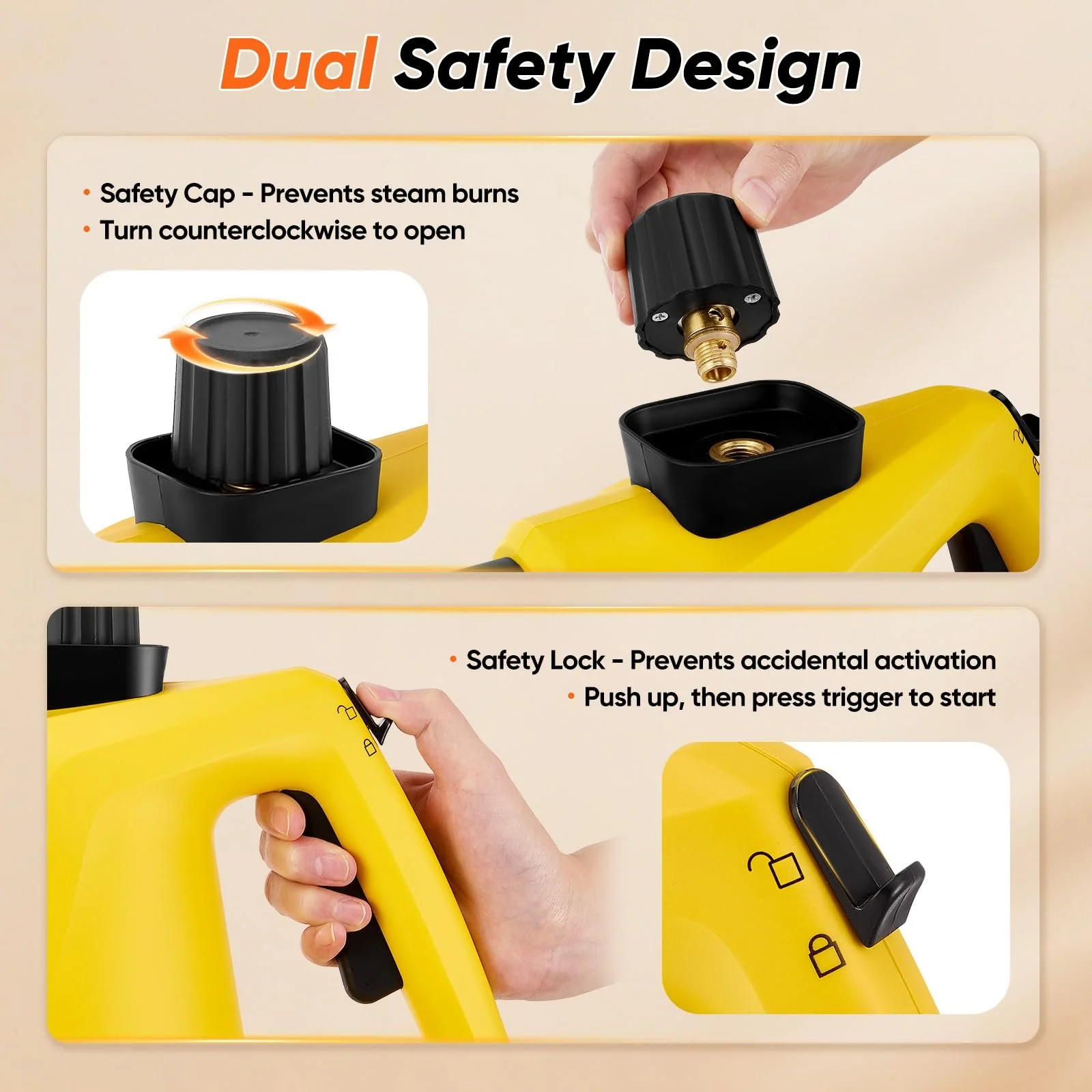 Пароочисник ручний портативний 10 аксесуарів 1000 W, фото №4