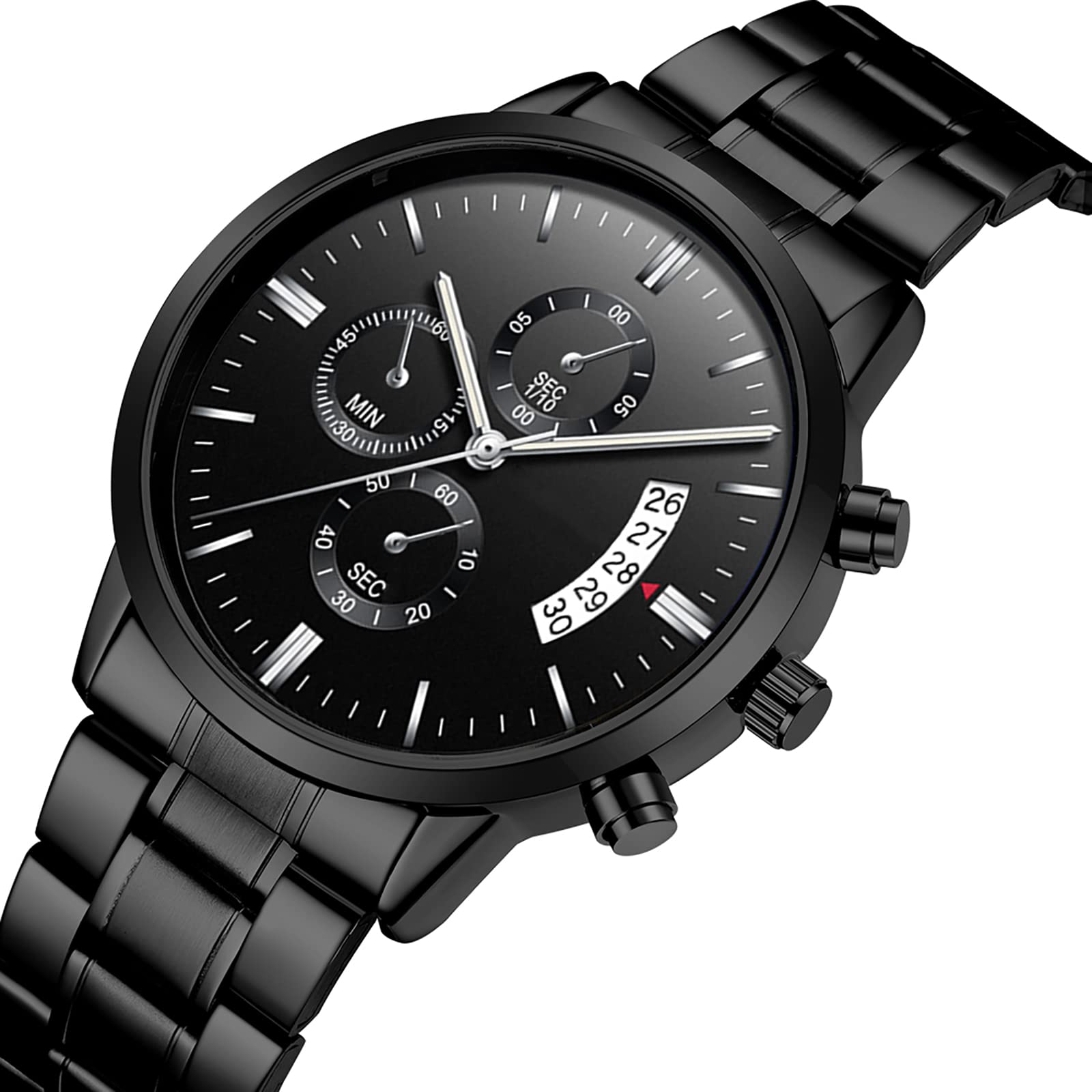 Чоловічий годинник Nicoone Quartz Chronograph 214 чорний циферблат срібні стрілки чорний ремінець браслет, фото №5 Чоловічий годинник Nicoone Quartz Chronograph 214 чорний циферблат срібні стрілки чорний ремінець браслет, фото №5