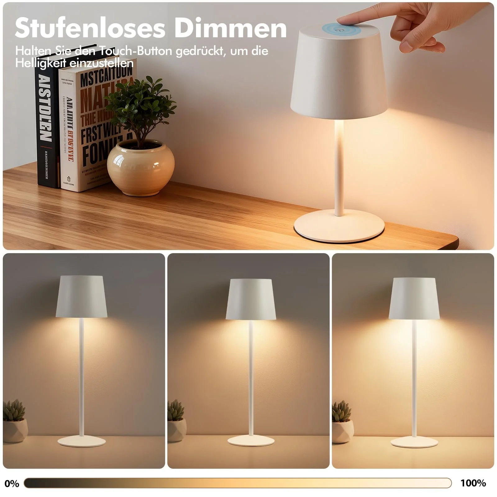 Настільна лампа GyroVu акумуляторна LED сенсорна регульована по висоті IP44 біла, фото №3