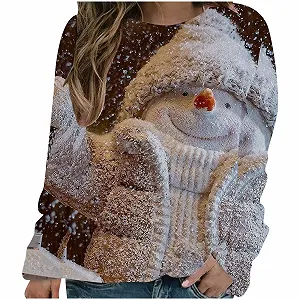 Женский Рождественский Свитшот с круглым вырезом, Рождественский Джемпер, Смешной Графический Принт, Рубашка с длинными рукавами - Фото 1