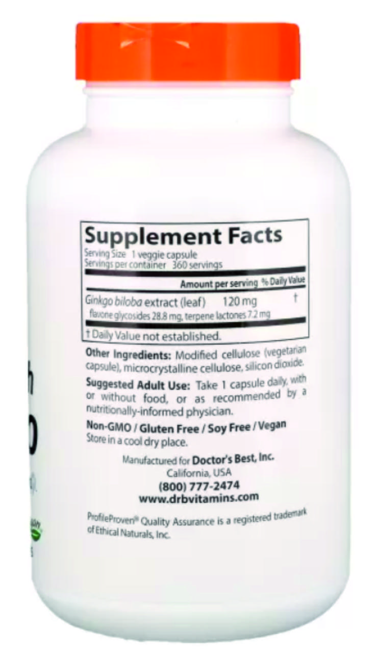 Экстракт Гинкго Билоба экстра сила Extra Strength Ginkgo 120 mg caps, фото №2