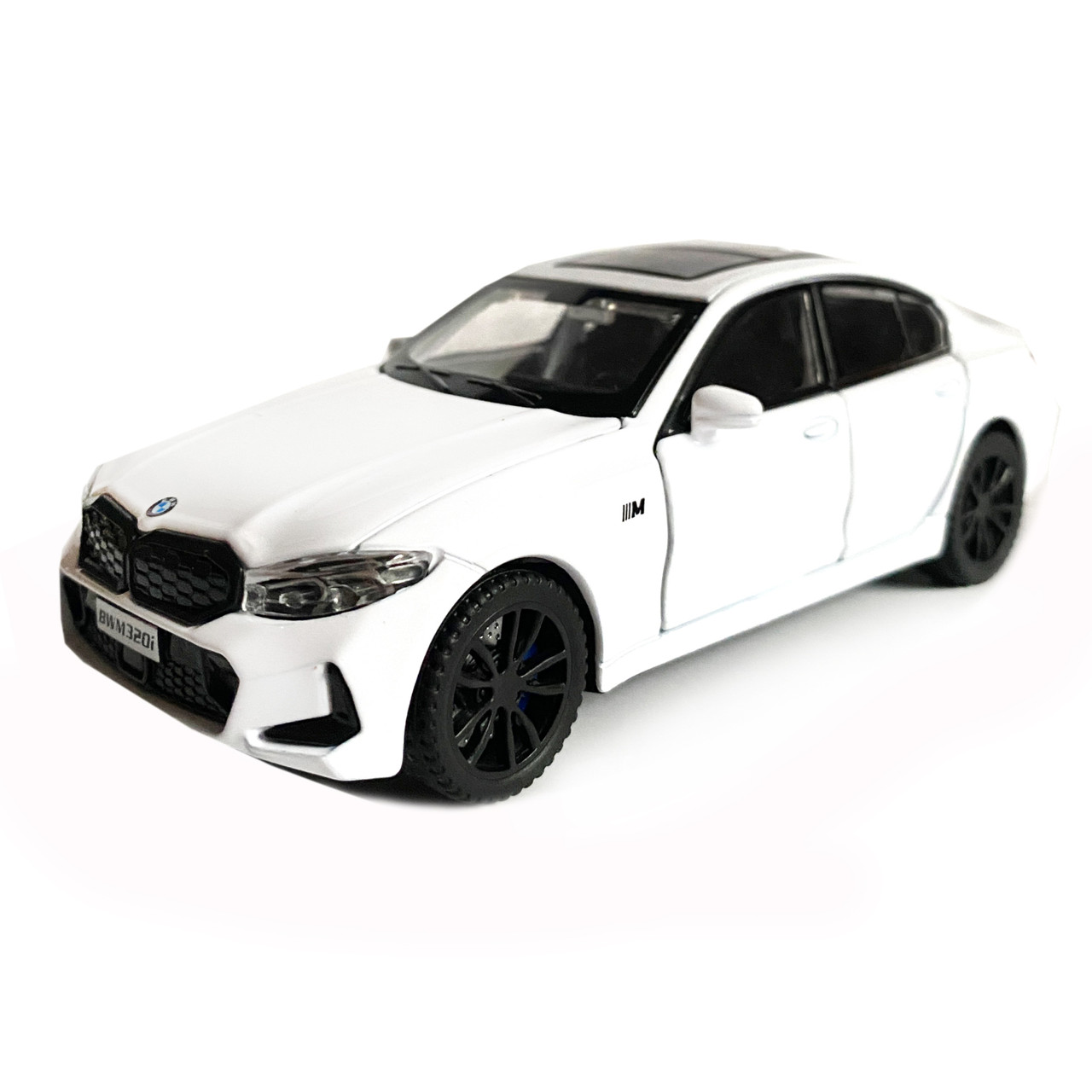 Игрушечная машинка металлическая BMW 320Li БМВ белая звук свет инерция откр двери багажник капот, фото №7