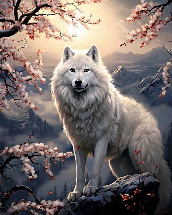 AR-3199 Набір алмазної мозаїки на підрамнику 40*50 см Вовчиця під місяцем, фото №1 AR-3199 Набір алмазної мозаїки на підрамнику 40*50 см Вовчиця під місяцем, фото №1