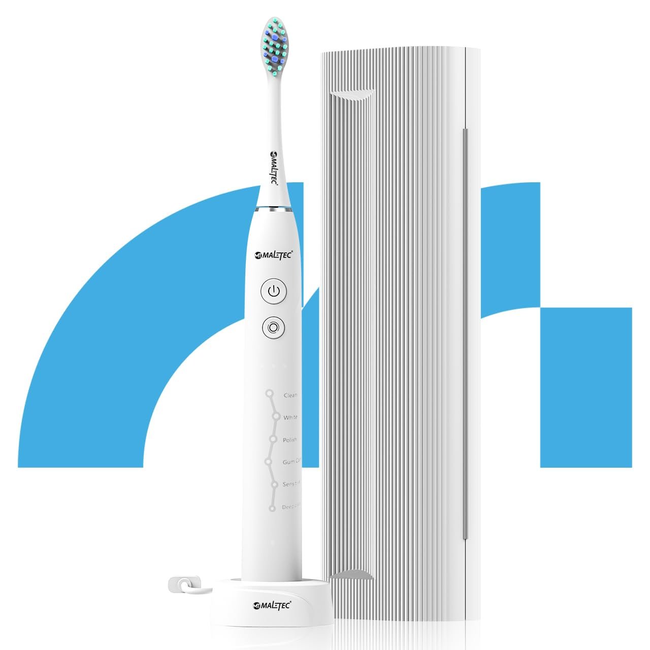 Електрична зубна щітка MalTec Sonic водонепроникна, 6 програм Біла, фото №4