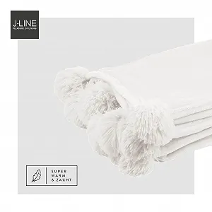 Плед J-Line Pompom - Поліестер - Білий synthetic.ua - Фото 1