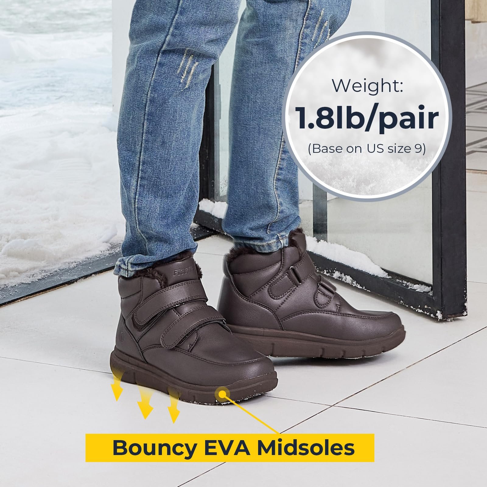 Ботинки FitVille Зимние Мужские Extra Wide Waterproof Warm Lined, фото №6