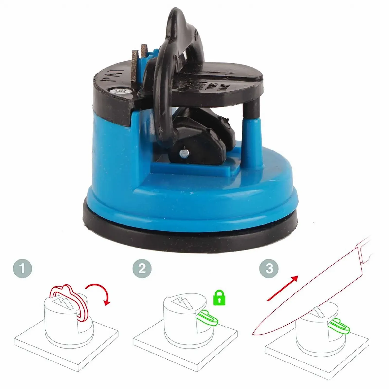 Точилка для ножів ручна з присоскою Blue, фото №9 Точилка для ножів ручна з присоскою Blue, фото №9