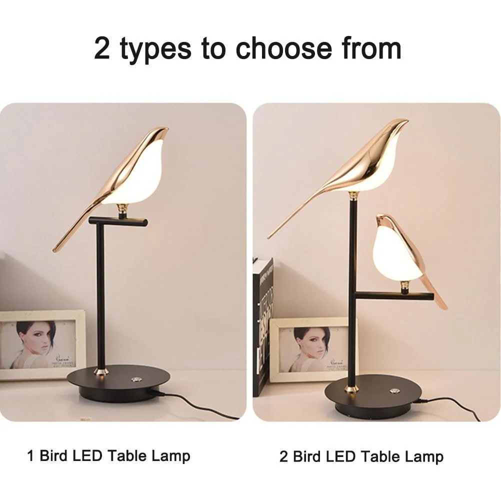 Настільна лампа Bedside Lamp LED Птах Сенсорна Регульована Золото, фото №7
