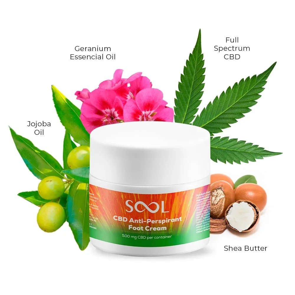 Крем для ног SOOL CBD Anti-Perspirant с 500 мг CBD, маслами жожоба и розмарина 100 мл, фото №5