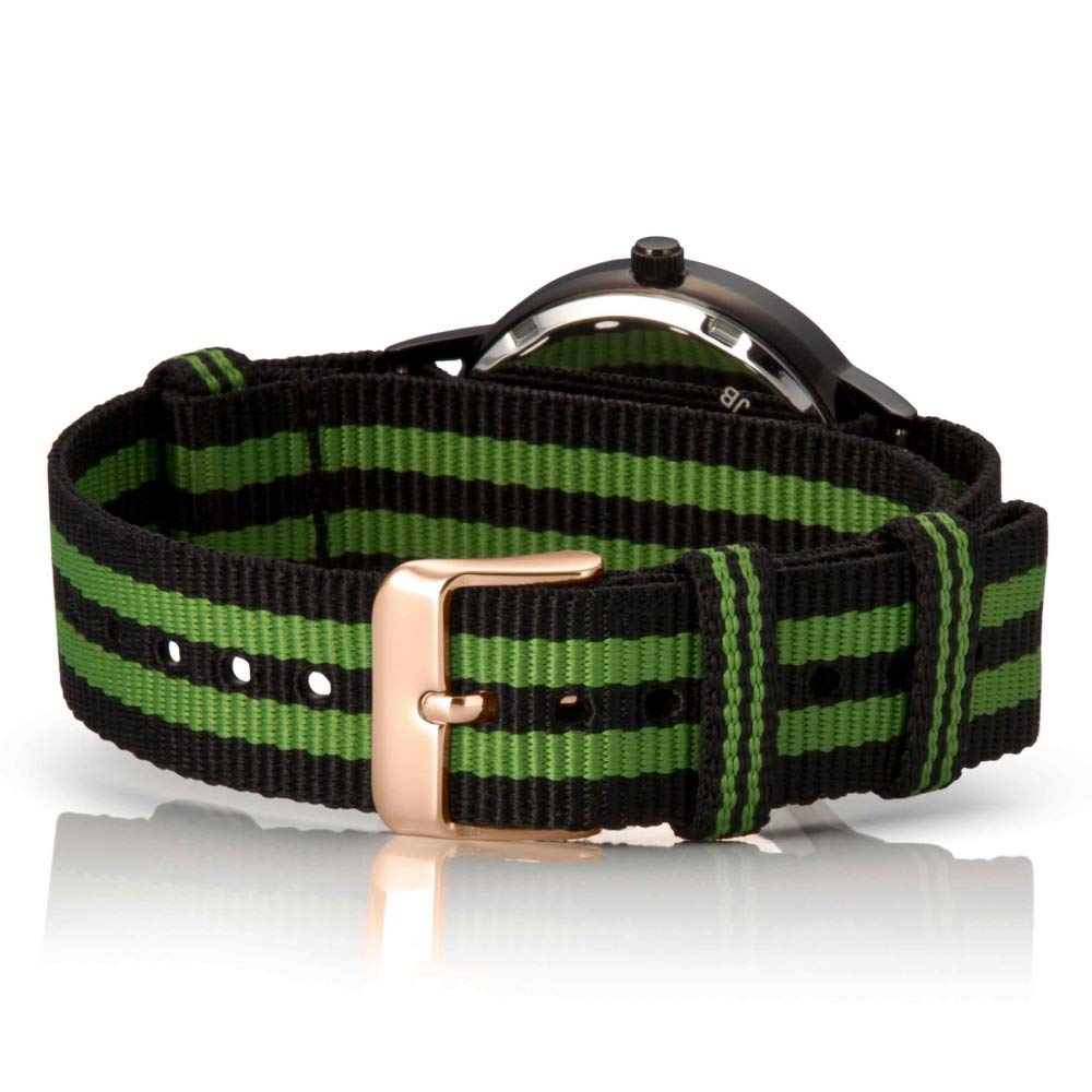 Часы Bergmann COR Аналоговые Кварцевые Черный Циферблат Черно-зеленый Текстильный Ремешок NATO Черный для Женщин и Мужчин, фото №2