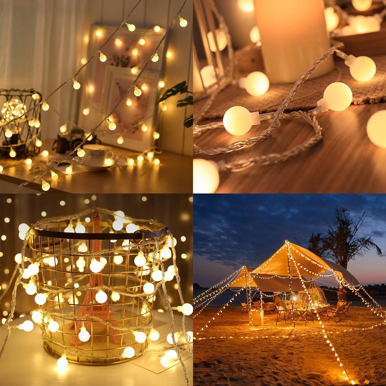 Гірлянда ENLACE Кульки 3 м, 20 LED Теплий білий, живлення від батарейок, фото №6