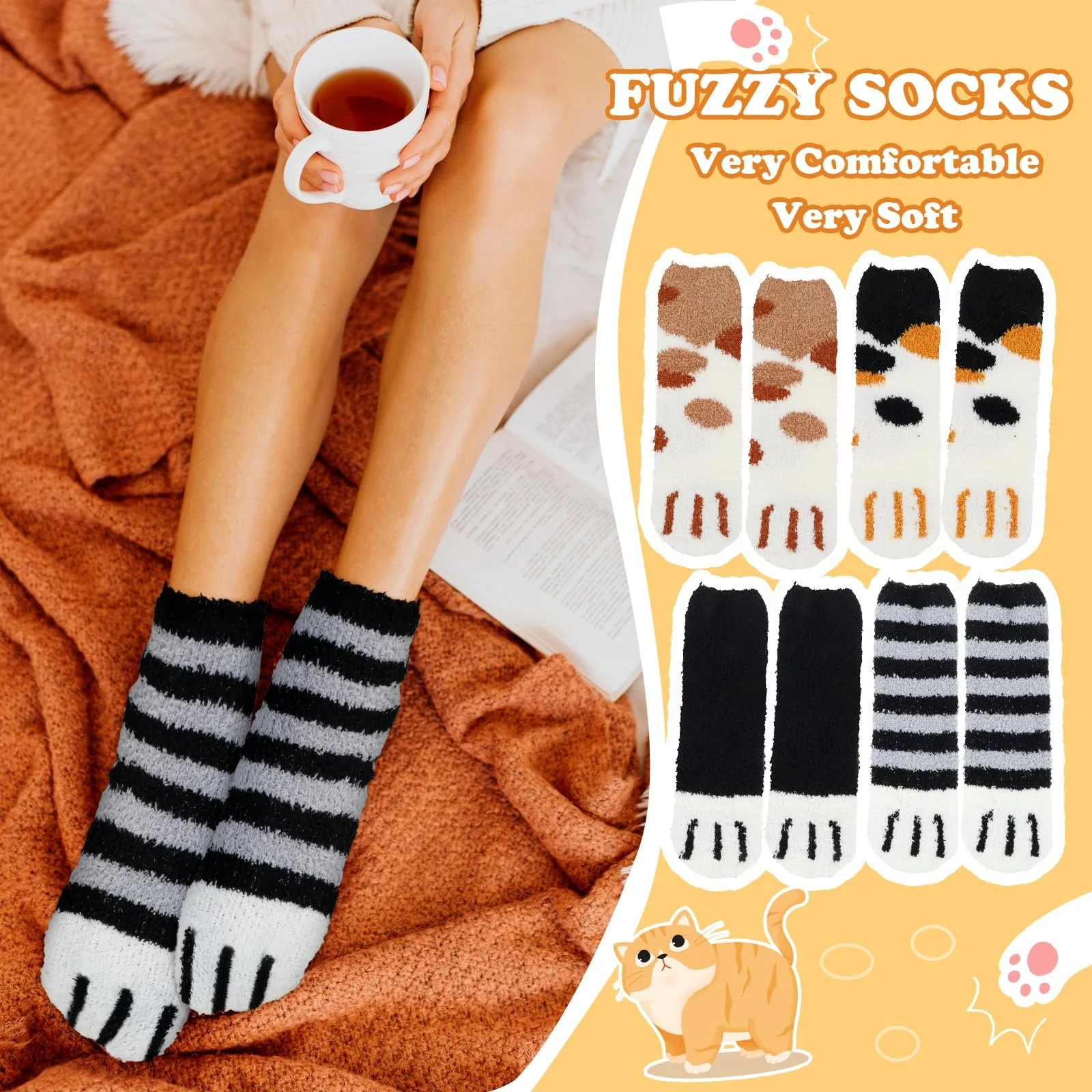 Плюшеві коралові шкарпетки, 4 пари м’яких шкарпеток, фото №4