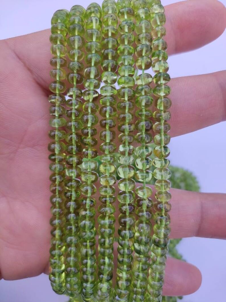 Бусины Peridot рондель гладкие 4.5-6.5 мм зеленый, фото №3