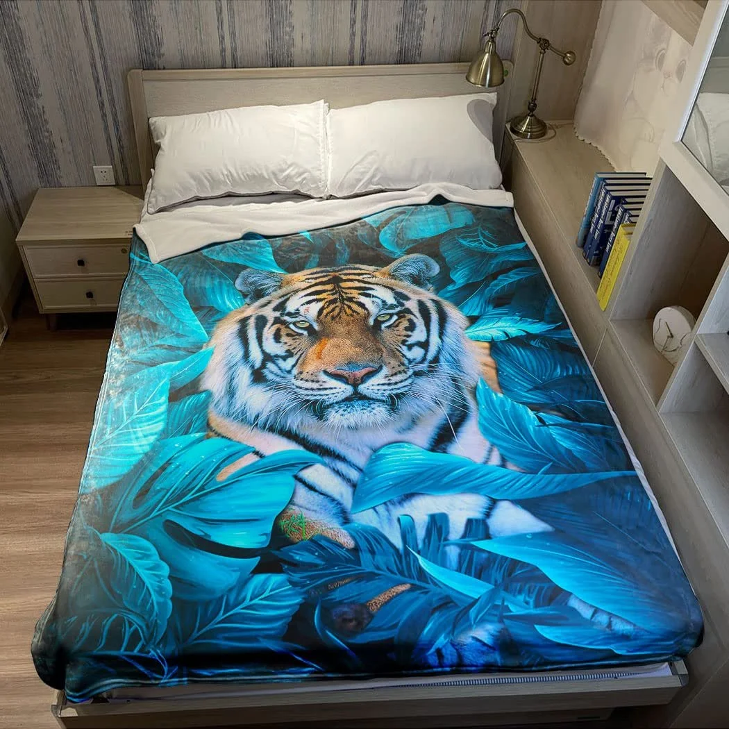 Одеяло Фланелевое Мягкое Теплое Уютное Флисовое Одеяло для Дивана Тропическое Растение Тигр Камуфляж 125 x 200 см, фото №4 Одеяло Фланелевое Мягкое Теплое Уютное Флисовое Одеяло для Дивана Тропическое Растение Тигр Камуфляж 125 x 200 см, фото №4