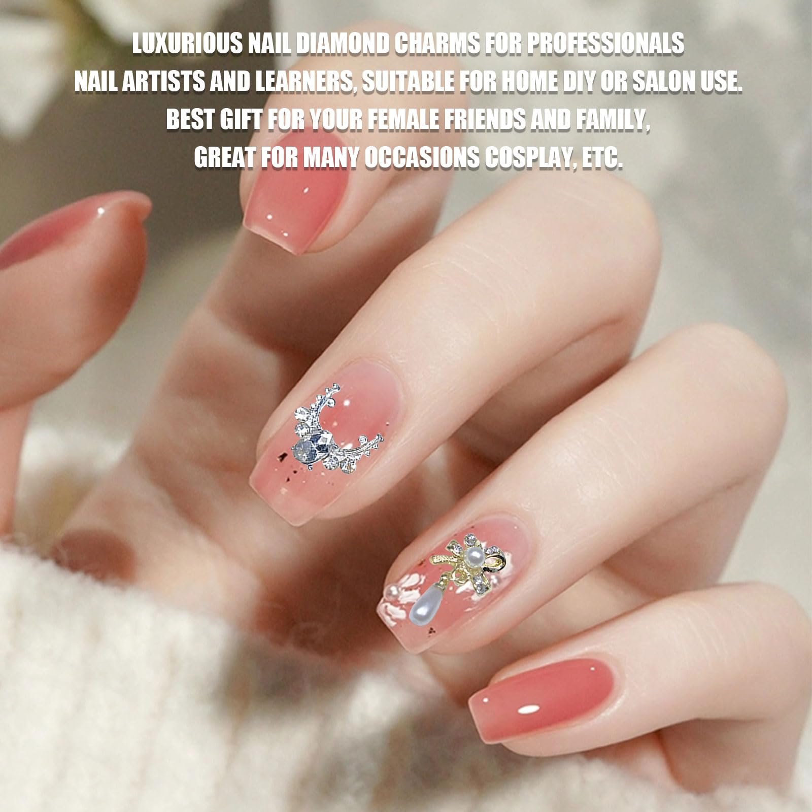 Розкішні стрази набір 24 шт, золоті та срібні металеві прикраси для нігтів, фото №5