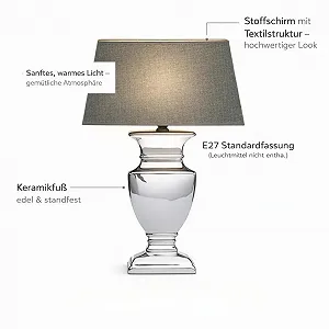 Настільна лампа DRULINE Silver Lady Ceramic Grey Silver 43 см - Фото 1
