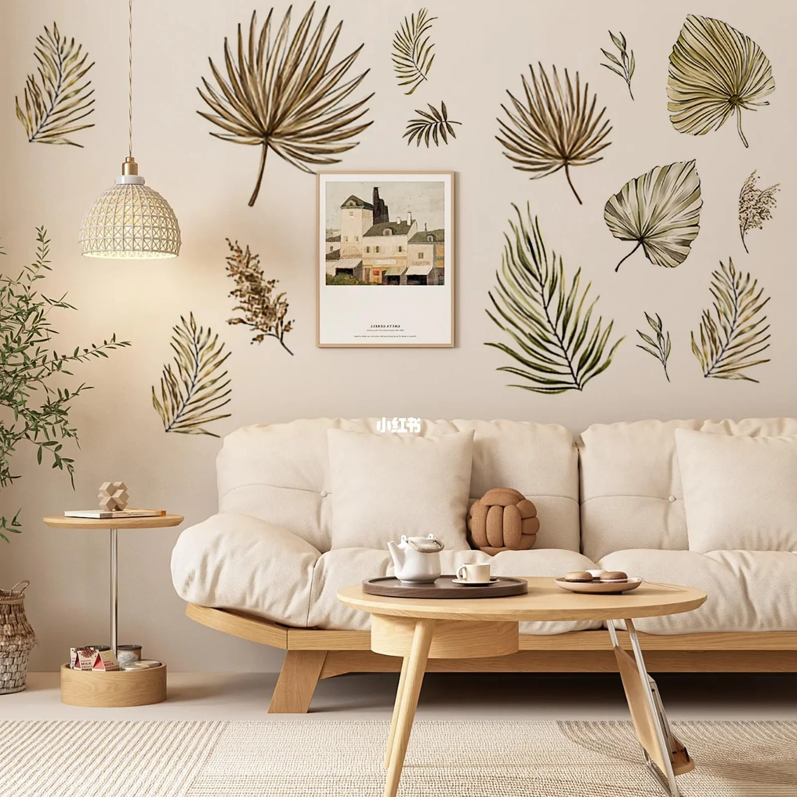 Настінні наклейки 3 аркуші Пальмове листя Тропічні 3D Самоклеючі у стилі бохо для рослин, фото №7