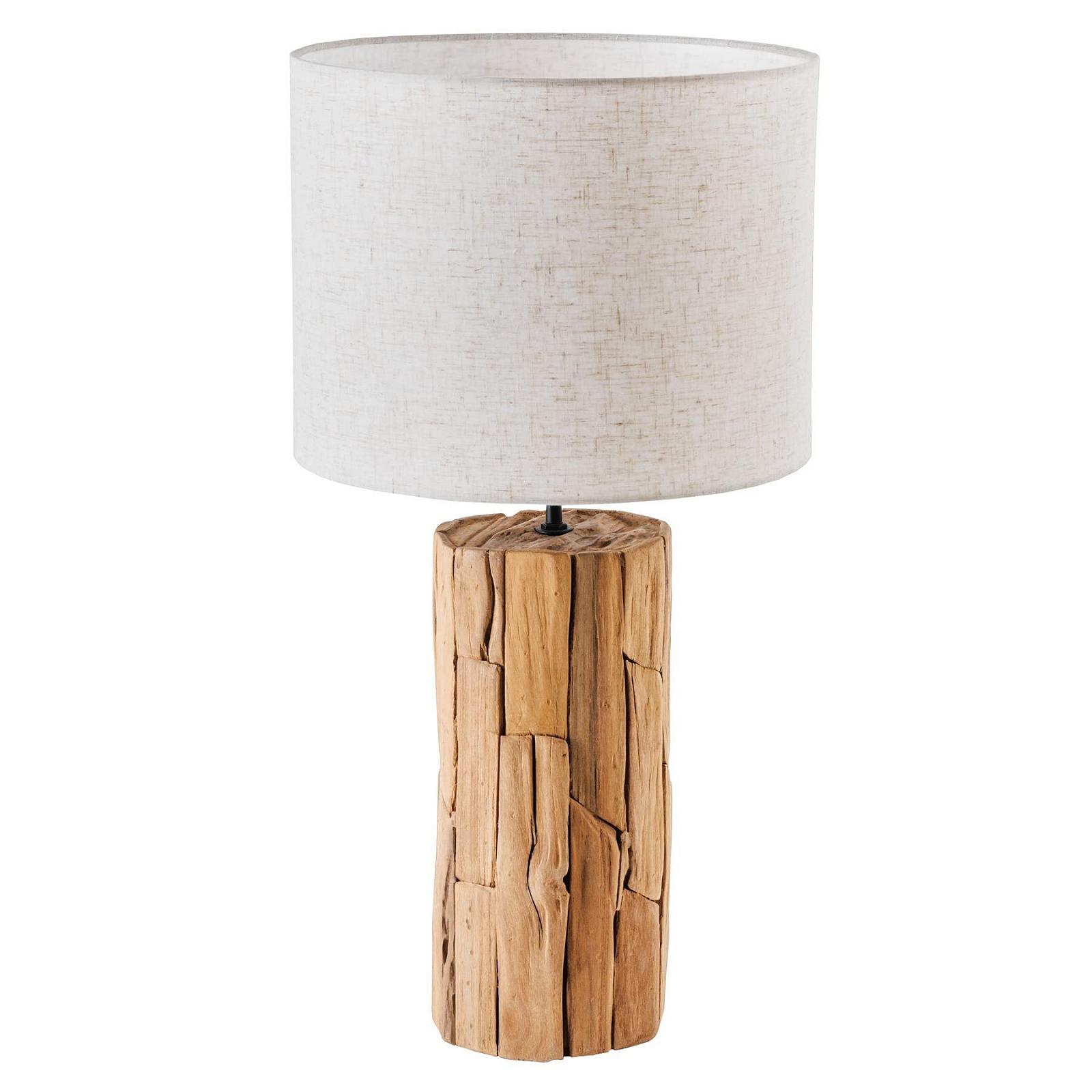 Настільна лампа invicta INTERIOR Roots, 60 см, бежева, натуральне дерево (тик), лляний абажур, фото №1