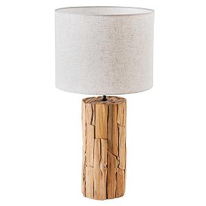 Настільна лампа invicta INTERIOR Roots, 60 см, бежева, натуральне дерево (тик), лляний абажур - Фото 1