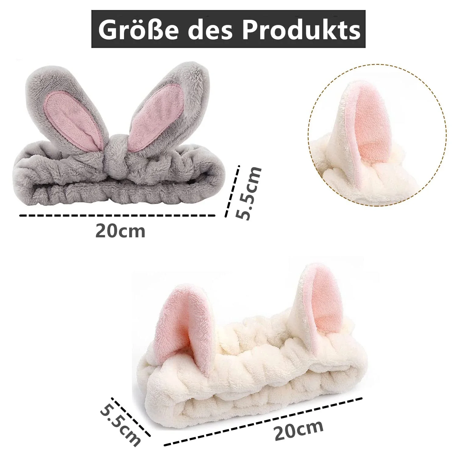 Пов'язка на голову для волосся для макіяжу та душу (2 шт.), фото №2