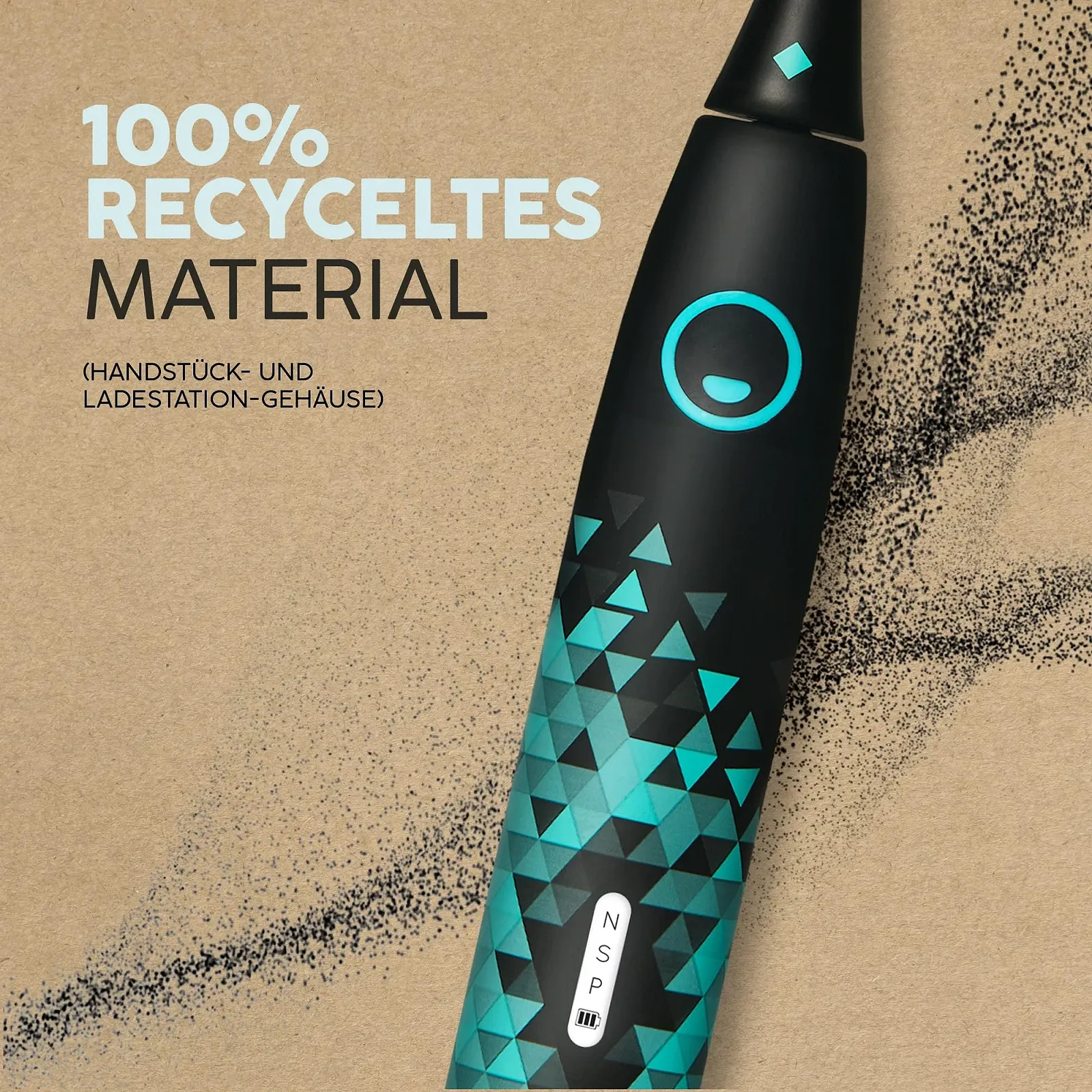 Электрическая звуковая зубная щетка happybrush ECO VIBE 3 6 недель работы Черный/Мятный, фото №5