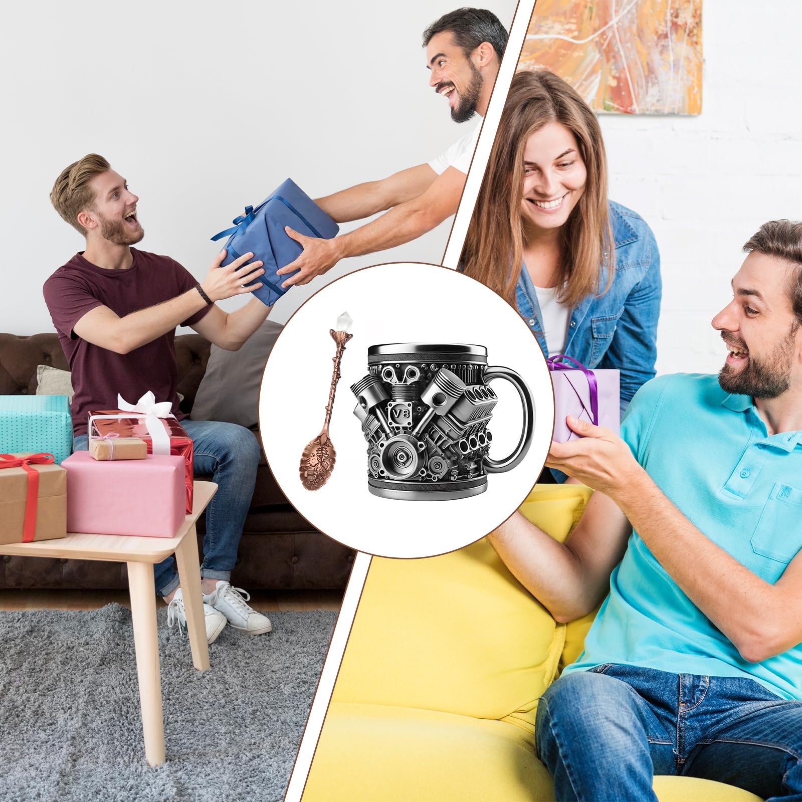 Кружка з нержавіючої сталі з V8 двигуном, Кавова чашка з двигуном, фото №6