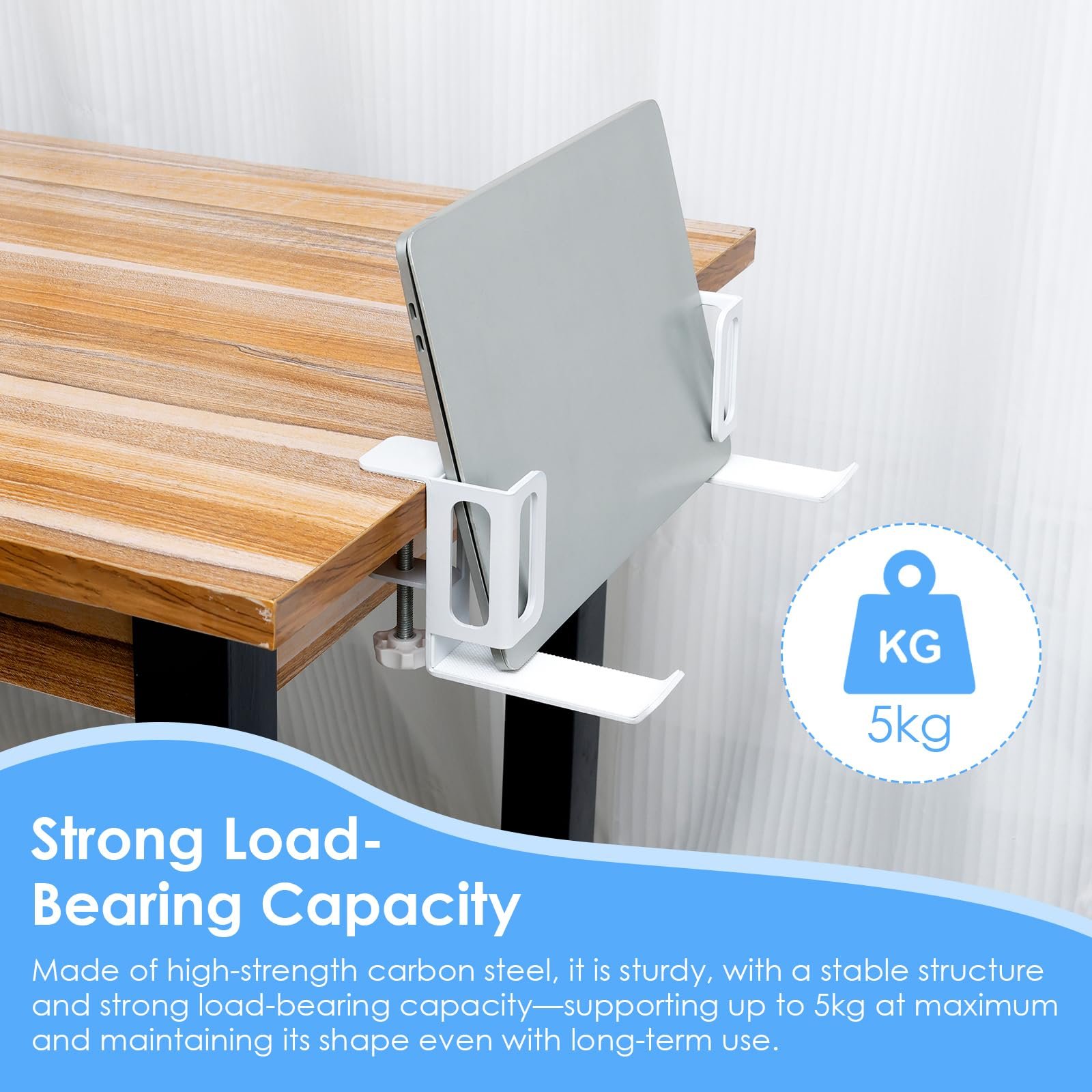 Подставка для ноутбука Вертикальная для стола Регулируемый прочный зажим для планшета Органайзер для дома, офиса и школы (Белый, 2 шт), фото №5