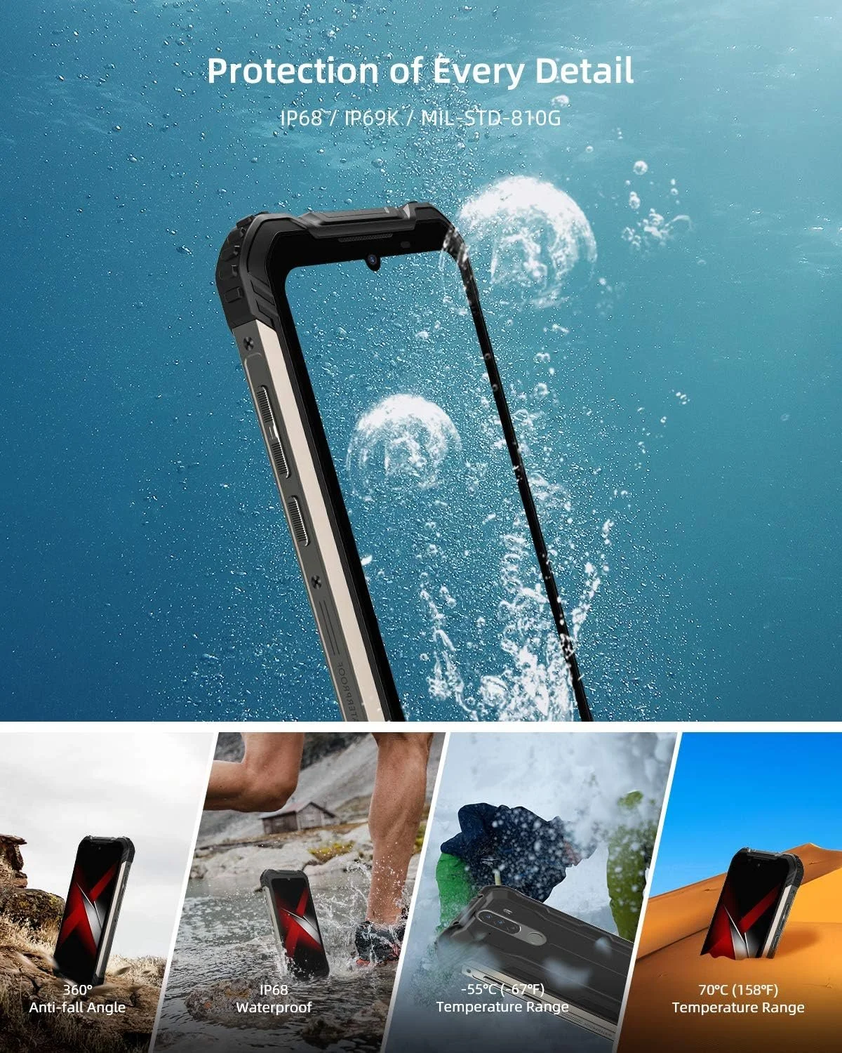 Смарфтон 5.7" Doogee S58 Pro 6/64Gb 8 ядер 16/16Мп 2-SIM Green, фото №6