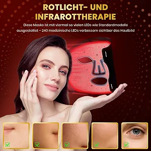 LED Маска Лампа Червоного Світла - 4-колірна світлотерапія з 240 LED, акумуляторна світлотерапія для антивікового догляду synthetic.ua - Фото 1