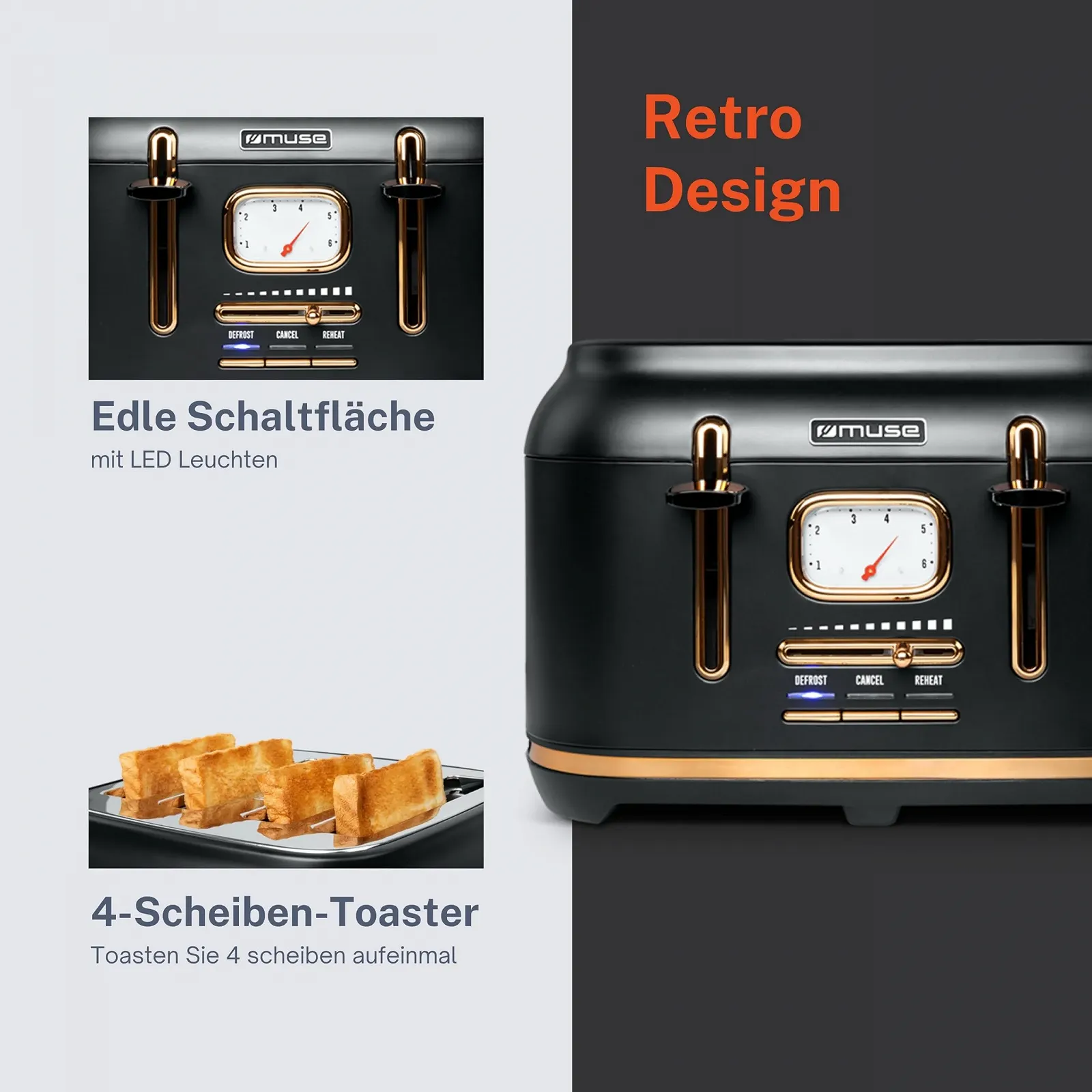 Тостер Muse MS-131 BC, чорний, фото №4 Тостер Muse MS-131 BC, чорний, фото №4