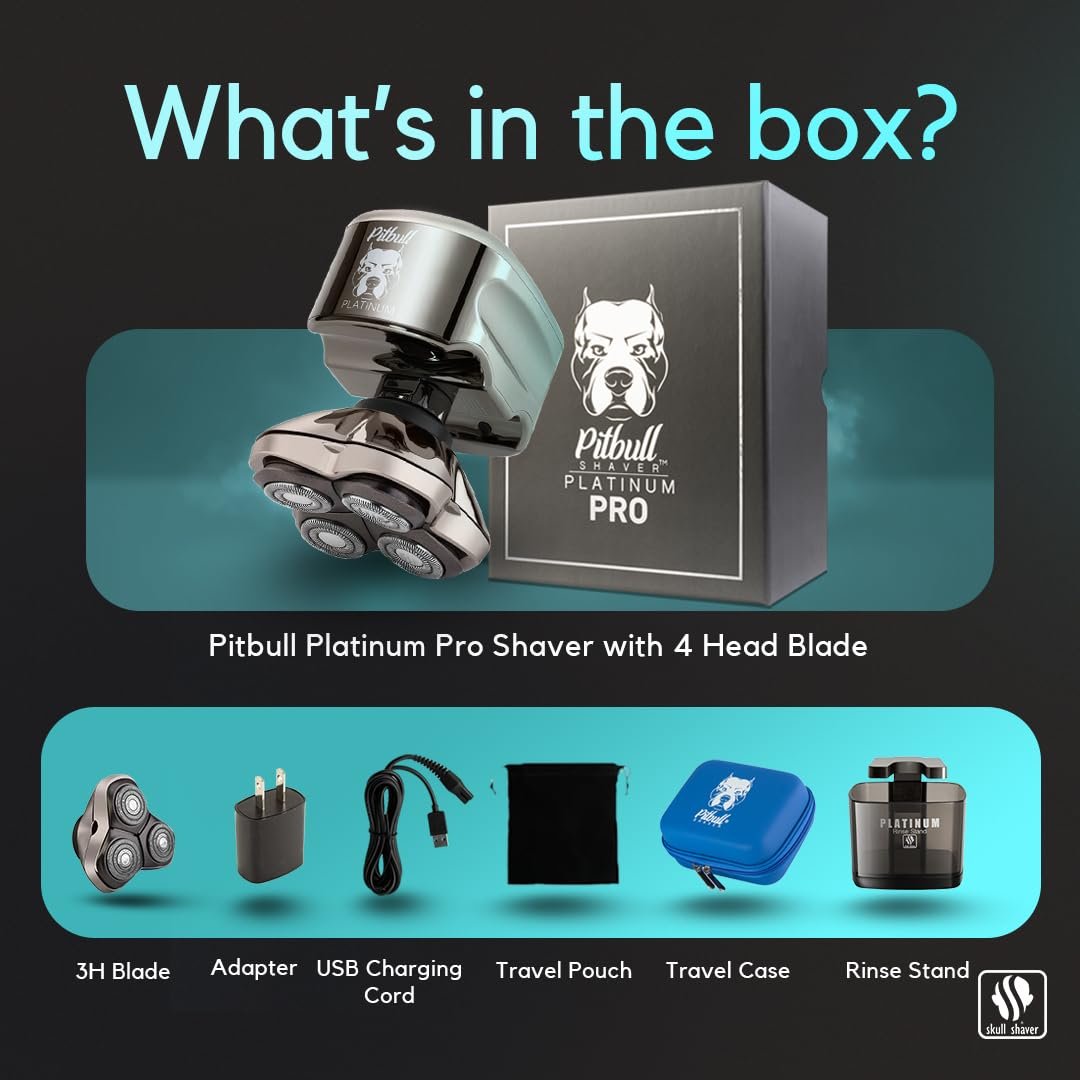 Электробритва Pitbull Platinum PRO + CR3 для головы и лица лезвия PRO японская сталь IPX5 аккумулятор 90 мин чехол LED-дисплей, фото №3 Электробритва Pitbull Platinum PRO + CR3 для головы и лица лезвия PRO японская сталь IPX5 аккумулятор 90 мин чехол LED-дисплей, фото №3