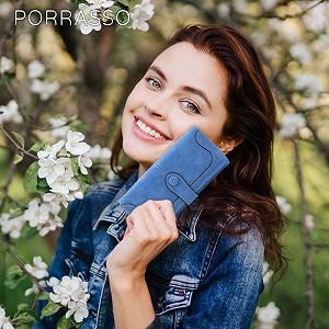 Кошелек PORRASSO Женский Многофункциональный PU Кошелек-кардхолдер с 17 отделениями для карт Синий synthetic.ua - Фото 1
