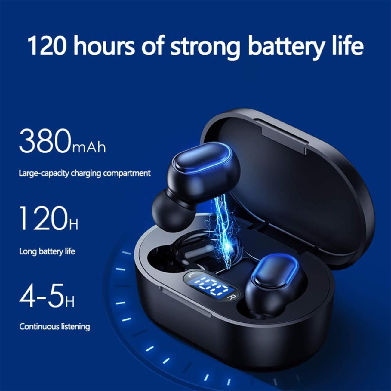 Наушники PIAAURRS Bluetooth 5.3 Вкладыши с LED дисплеем HiFi Стерео Встроенный микрофон IPX7 Водонепроницаемые Спортивные, фото №4