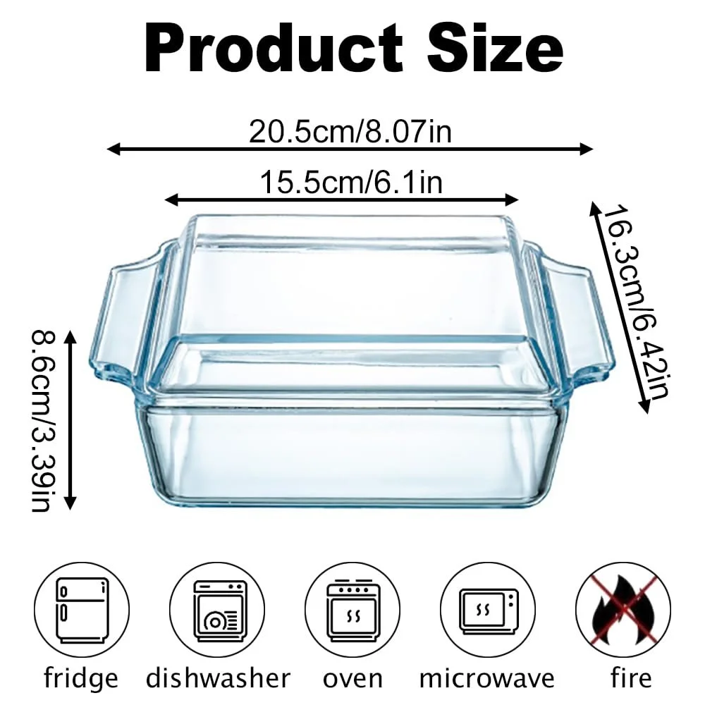 Форма для запекания стеклянная с крышкой 1 л, фото №2