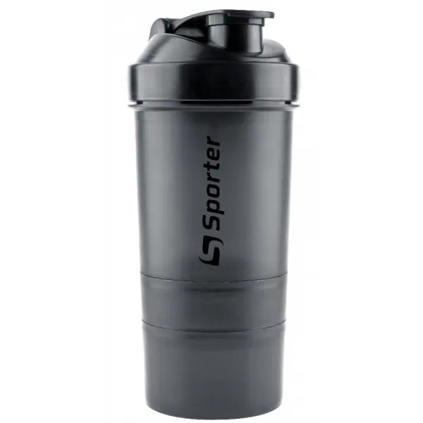 Shaker KL-7004 600 мл 2 контейнери чорний, фото №1 Shaker KL-7004 600 мл 2 контейнери чорний, фото №1