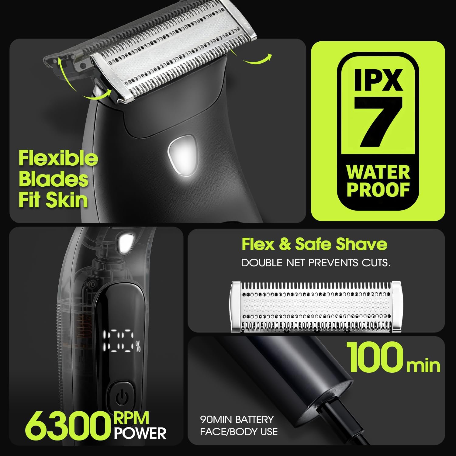 Электробритва DSP IPX7 5 насадок-гребней USB-C, фото №3 Электробритва DSP IPX7 5 насадок-гребней USB-C, фото №3