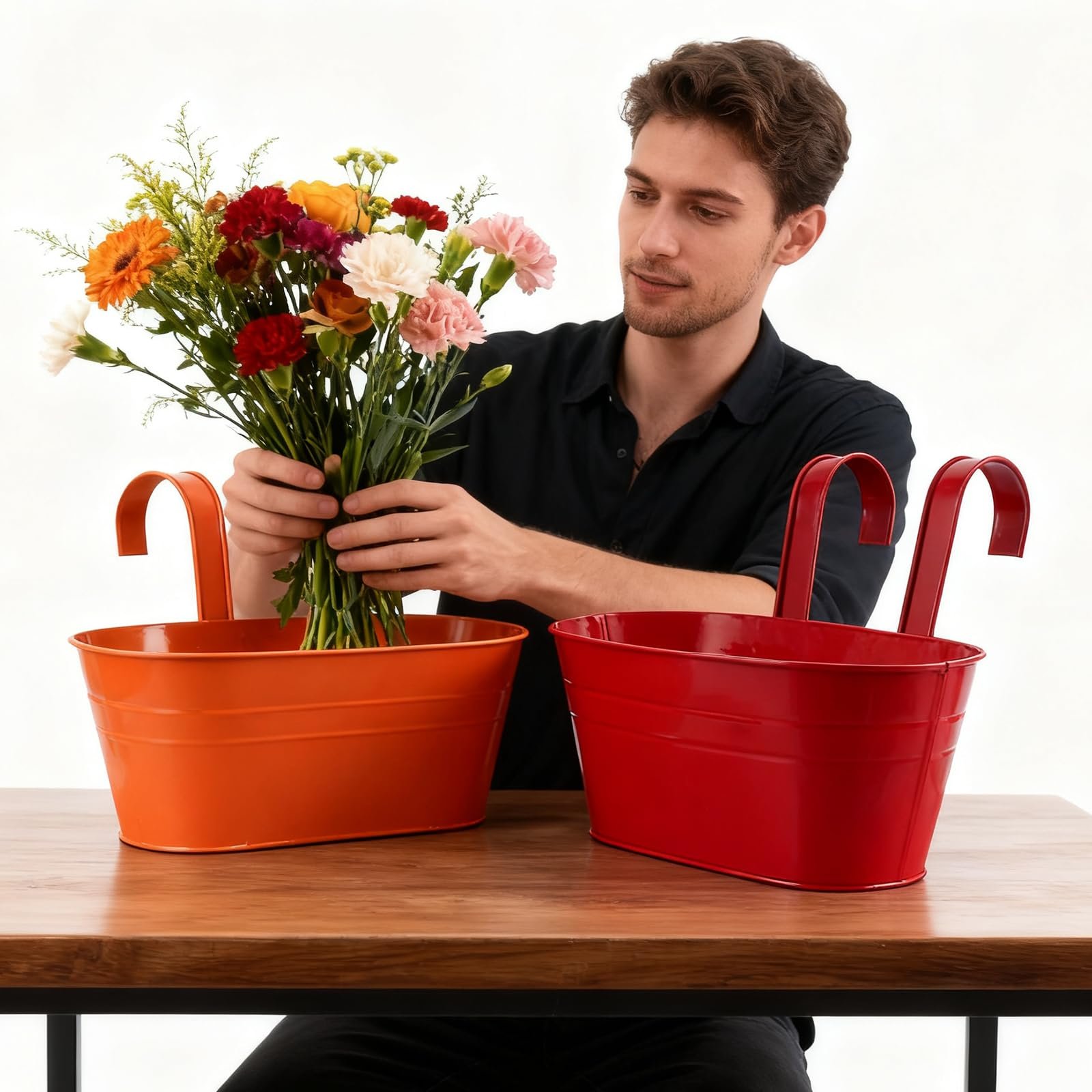 Набір підвісних квіткових горщиків DAJAVE Металеві 6 шт. (Синій + Зелений), фото №5