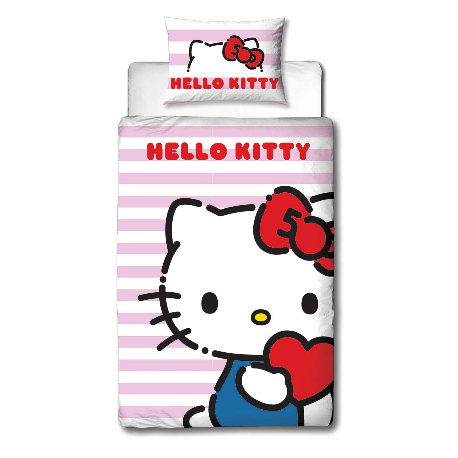 Комплект постільної білизни (1 наволочка, 1 підковдра) Hello Kitty Рожевий/Білий, фото №2
