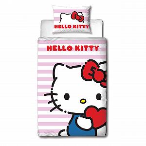 Комплект постільної білизни (1 наволочка, 1 підковдра) Hello Kitty Рожевий/Білий synthetic.ua - Фото 1