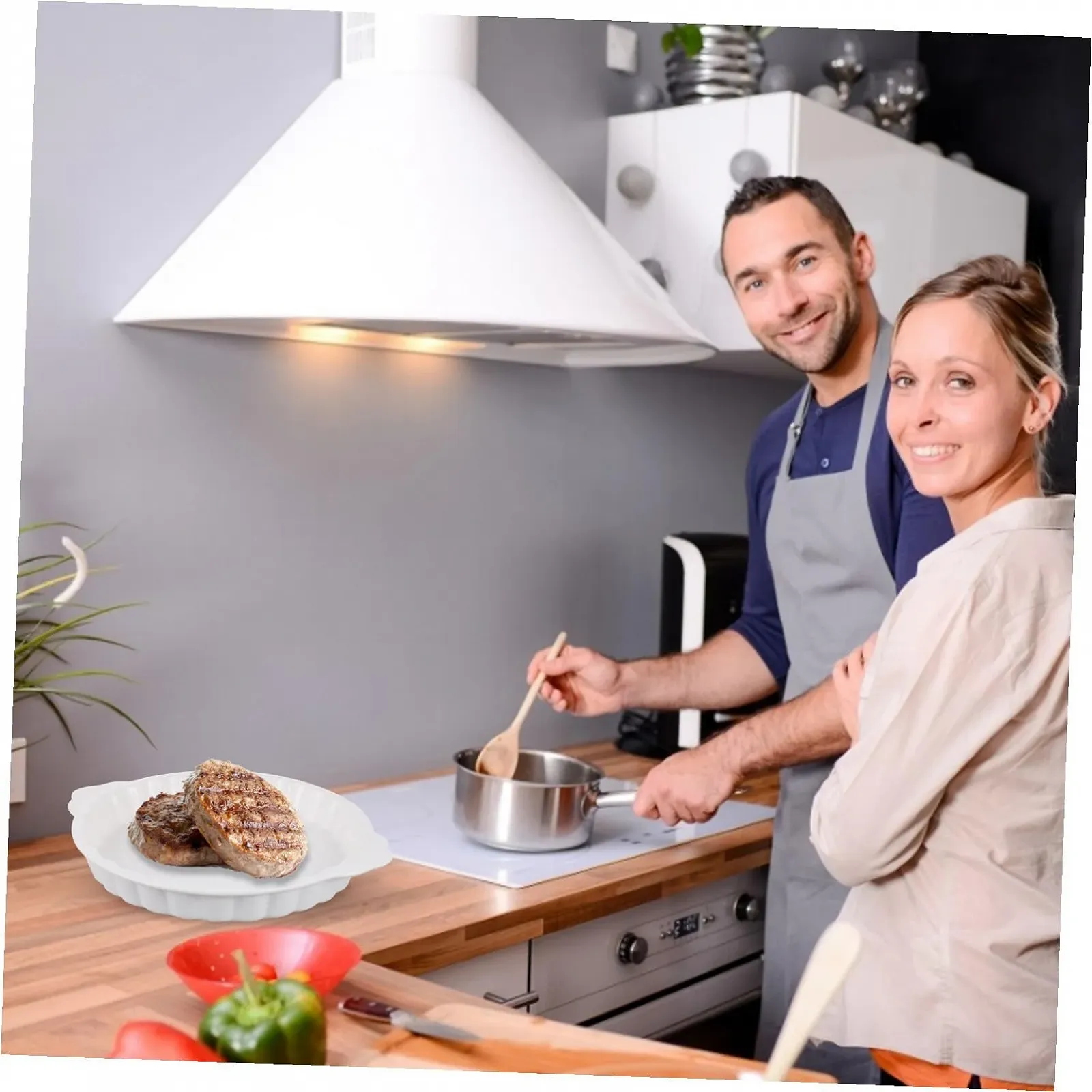 Форма для запекания TOYANDONA керамическая круглая с ручками жаростойкая белая, фото №4