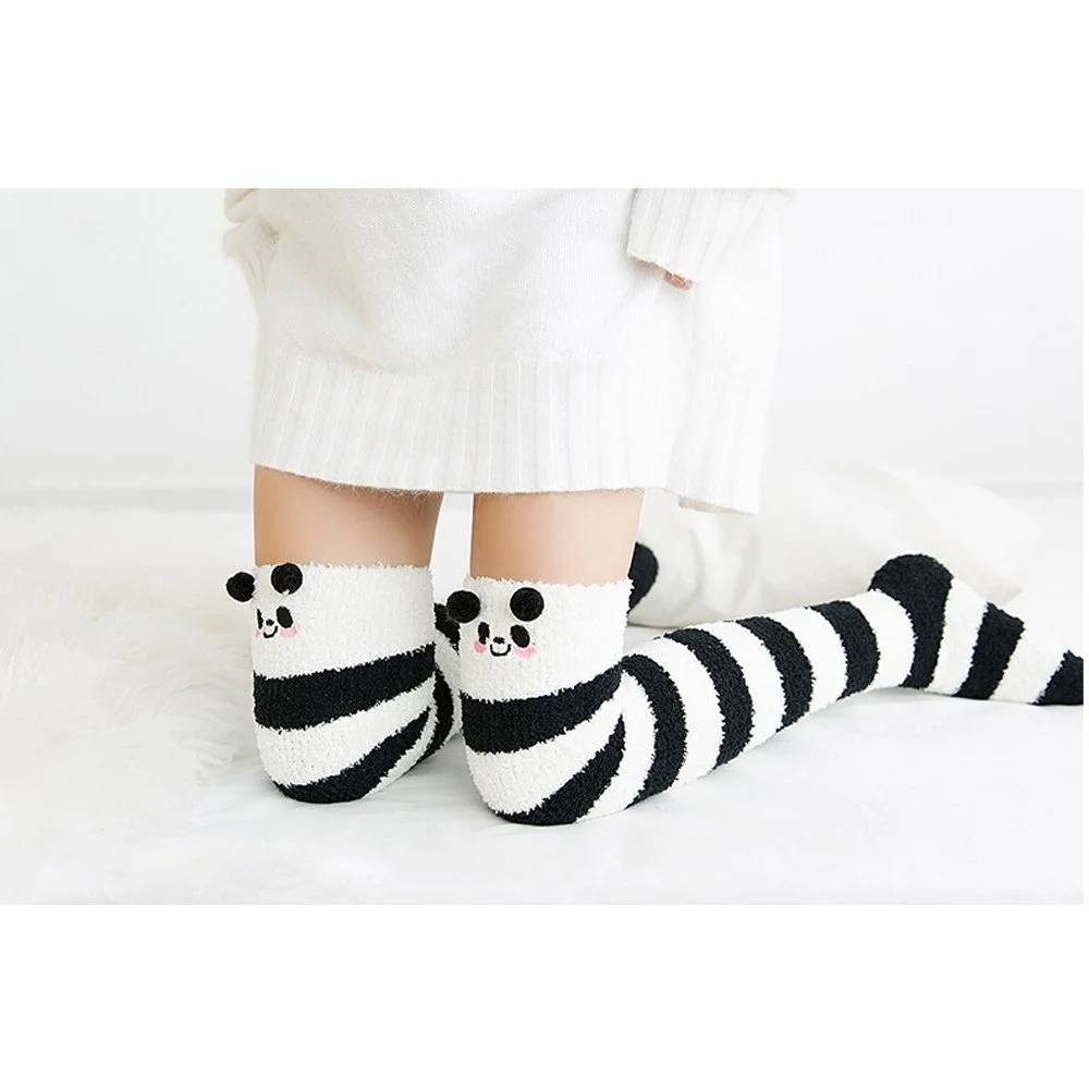 Милі високі смугасті шкарпетки з коралового флісу, фото №3 Милі високі смугасті шкарпетки з коралового флісу, фото №3