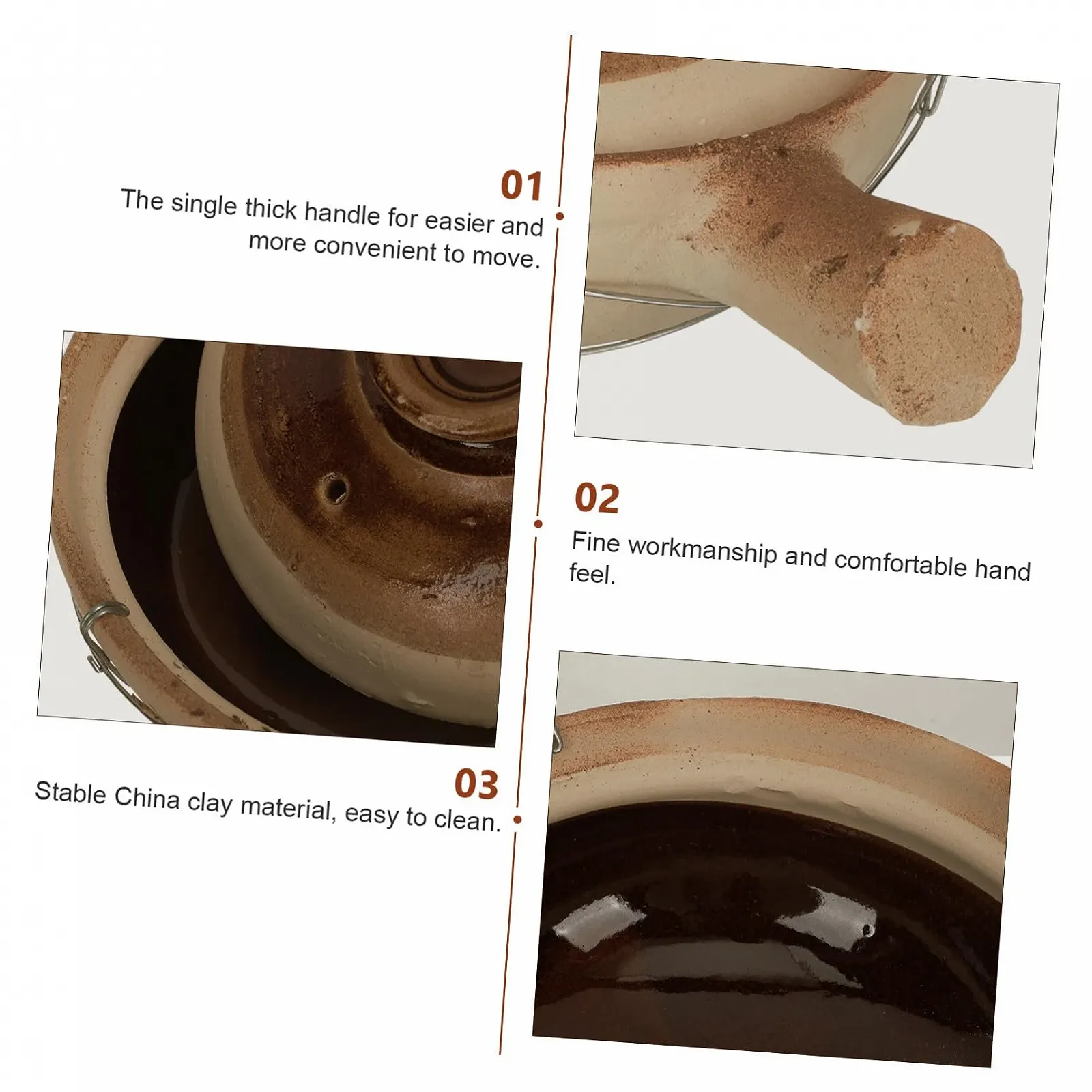 Керамічний горщик для приготування їжі китайський з ручкою та отвором для пари, фото №8