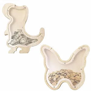 Скарбничка дерев'яна дитяча Динозавр та Метелик Набір 2 шт. Маленька Прозора - Фото 1