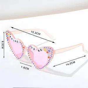 Сонцезахисні Окуляри Серцеподібні LHLZNB Різнокольорові Стрази Рожевий synthetic.ua - Фото 1